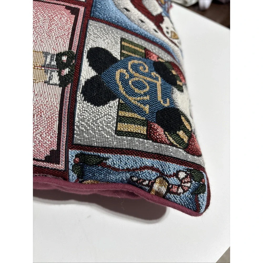 Vintage Tapestry‎ Style Santa Snowman Gingerbread Pillow 15 X 15 Christmas